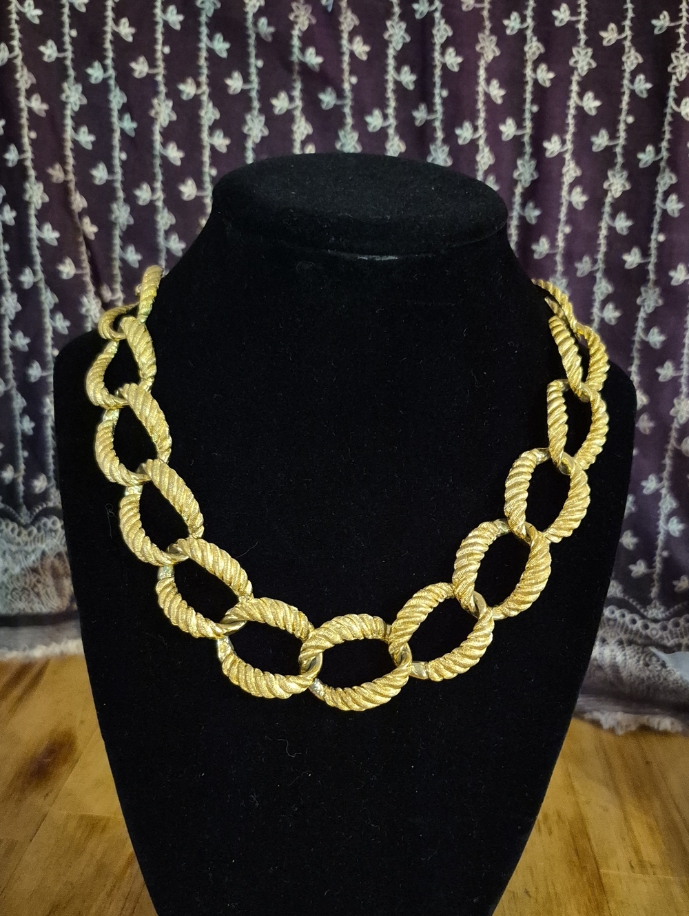 Gold Rope Link Statement Necklace